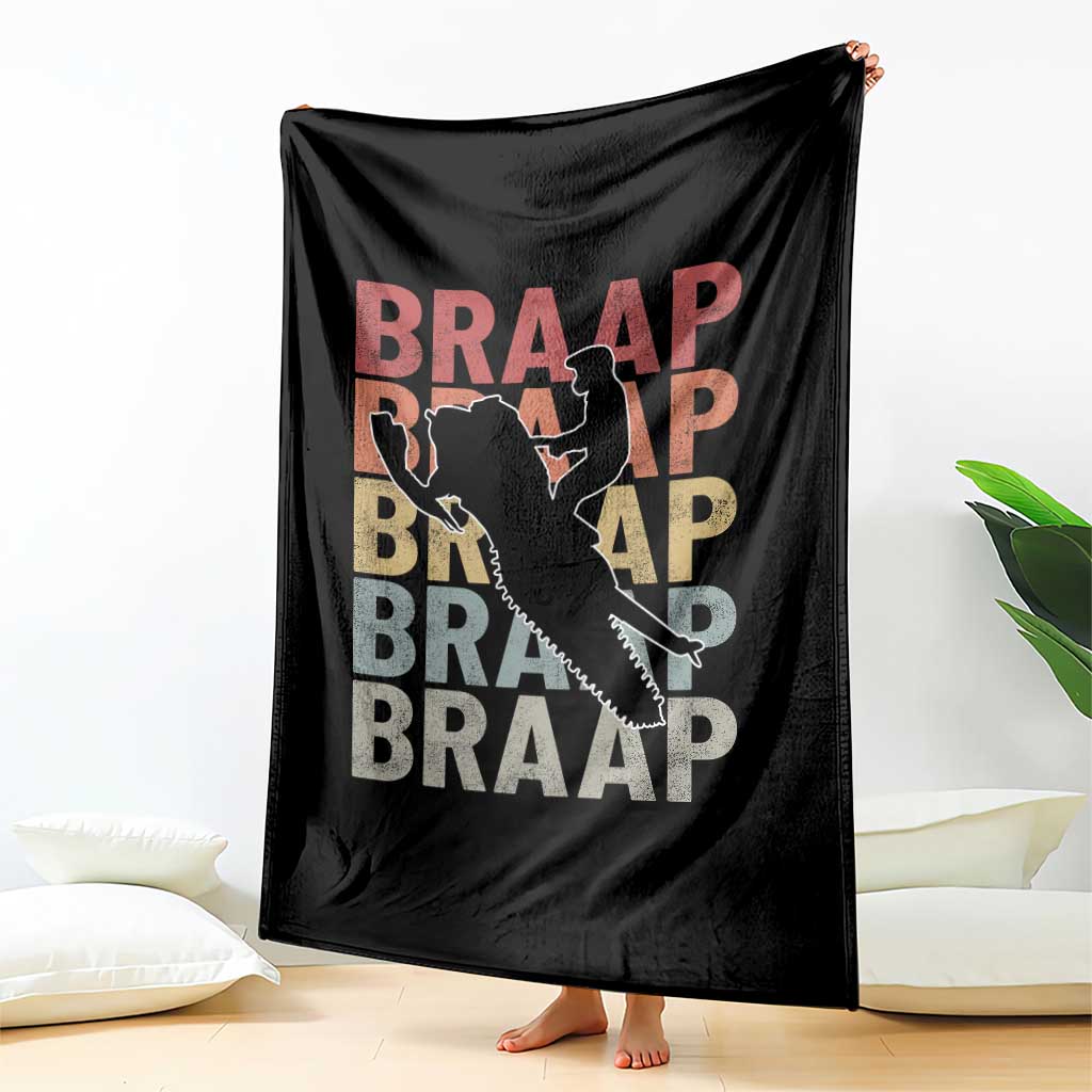 Snowmobile Braaap Throw Blanket Retro Snowcross Snow Sled Winter Sport TS11 Print Your Wear