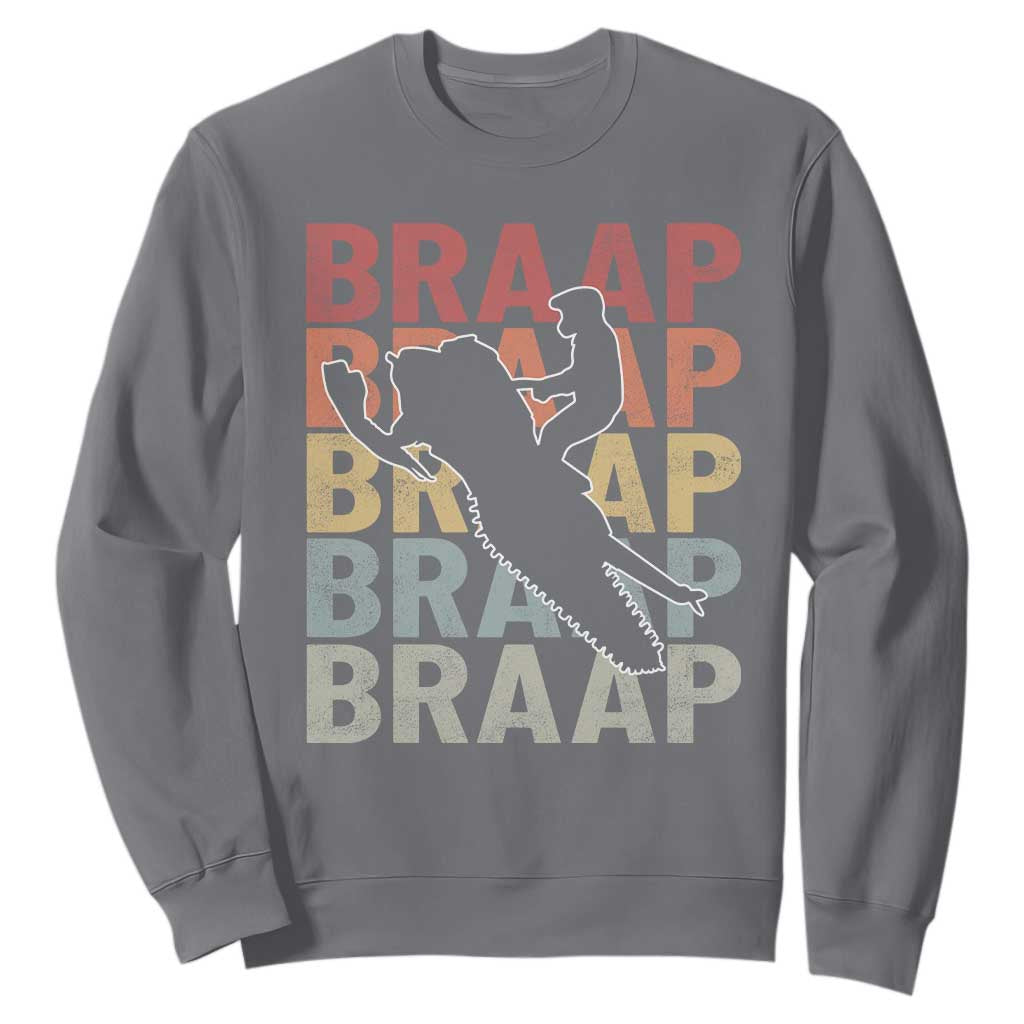 Snowmobile Braaap Sweatshirt Retro Snowcross Snow Sled Winter Sport TS11 Charcoal Print Your Wear