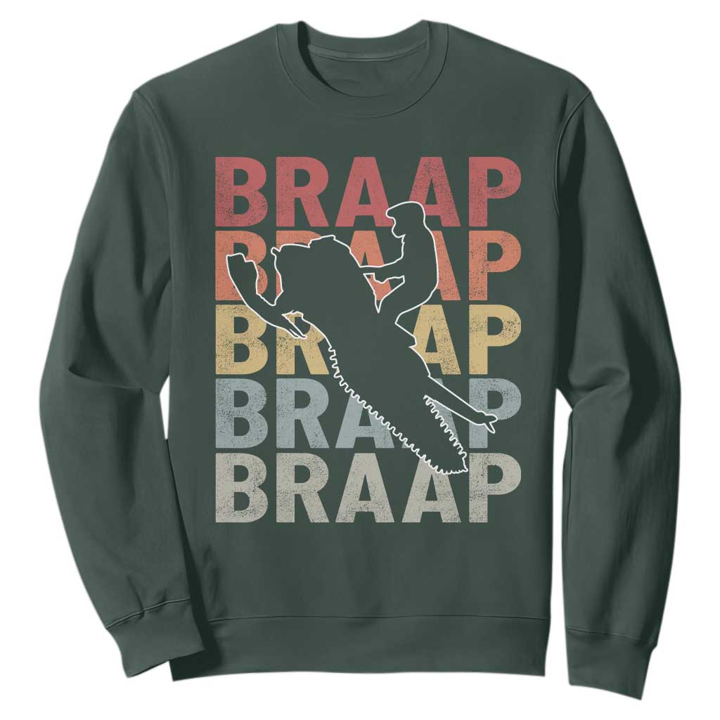 Snowmobile Braaap Sweatshirt Retro Snowcross Snow Sled Winter Sport TS11 Dark Forest Green Print Your Wear
