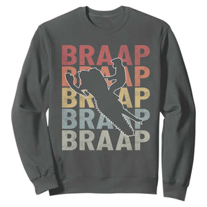 Snowmobile Braaap Sweatshirt Retro Snowcross Snow Sled Winter Sport TS11 Dark Heather Print Your Wear