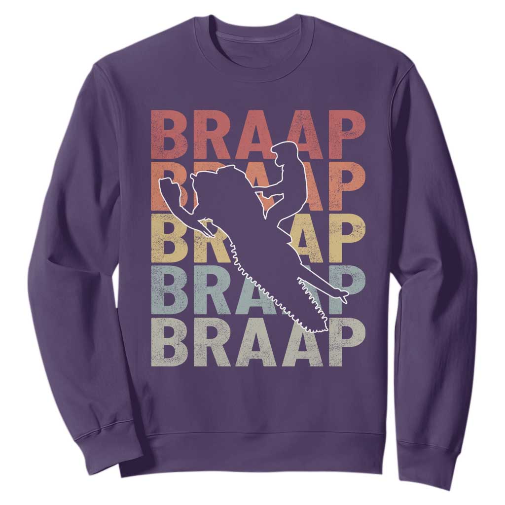 Snowmobile Braaap Sweatshirt Retro Snowcross Snow Sled Winter Sport TS11 Purple Print Your Wear