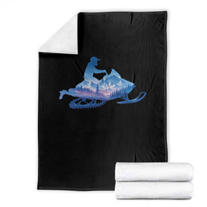 Snowmobile Snow Mountain Forest Snowmobiling Winter Sport Throw Blanket TS11 Black Print Your Wear