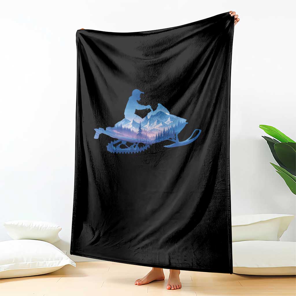 Snowmobile Snow Mountain Forest Snowmobiling Winter Sport Throw Blanket TS11 Print Your Wear