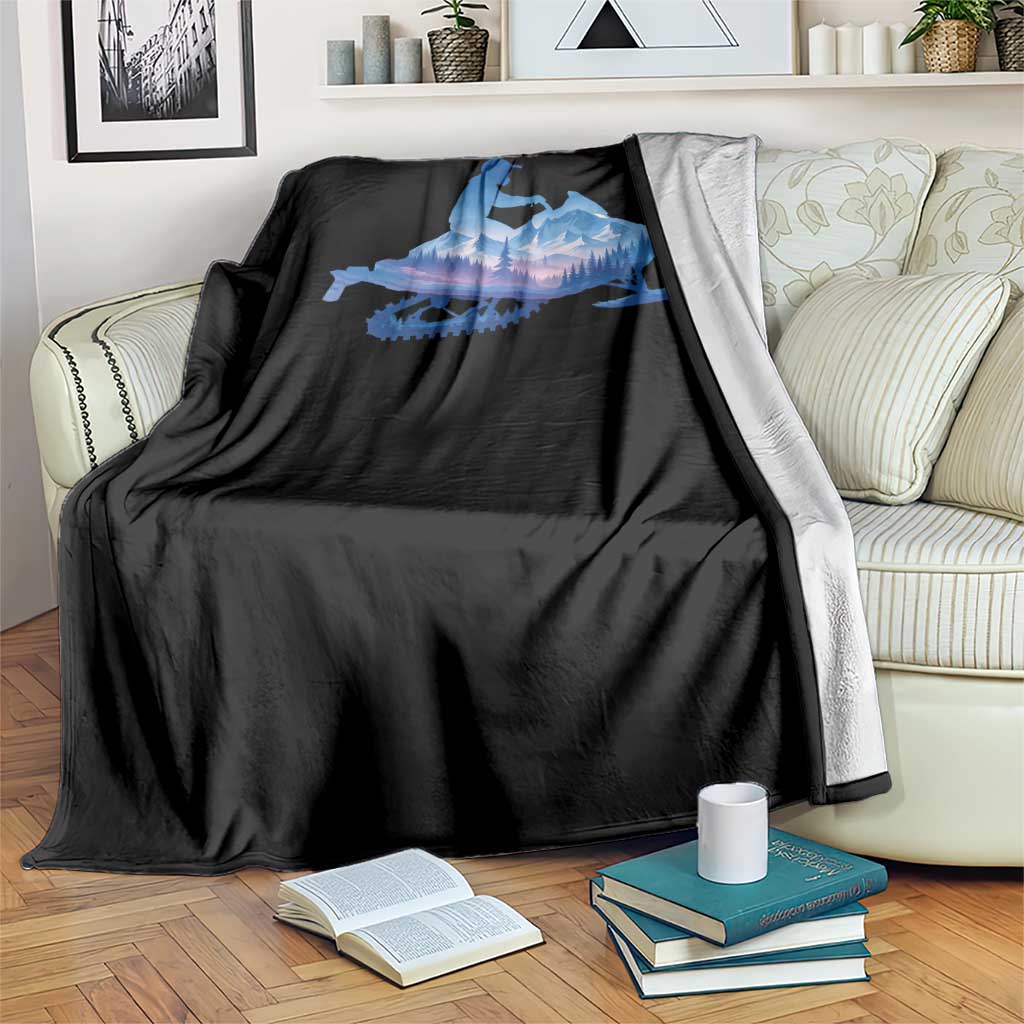 Snowmobile Snow Mountain Forest Snowmobiling Winter Sport Throw Blanket TS11 Print Your Wear