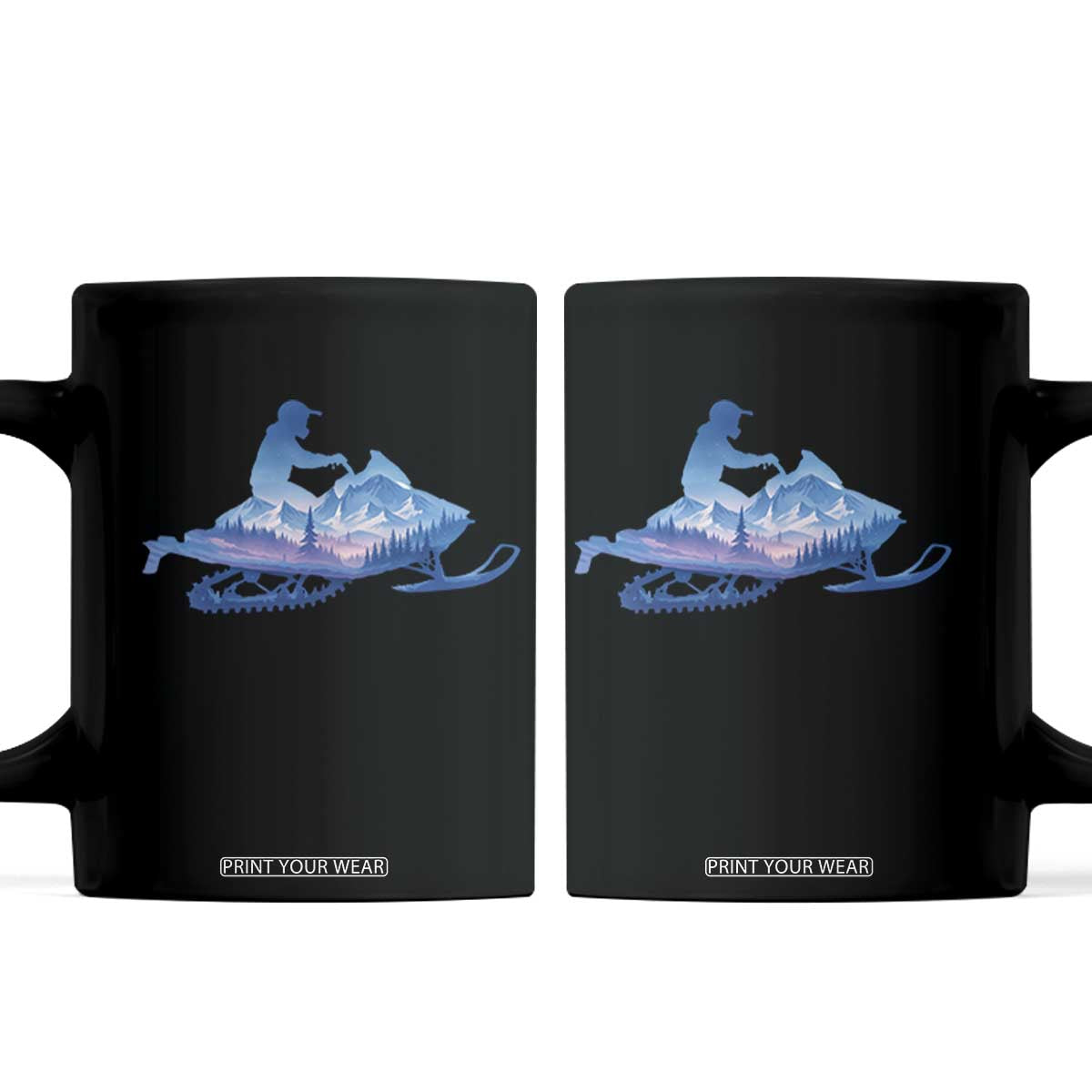 Snowmobile Snow Mountain Forest Snowmobiling Winter Sport Coffee Mug TS11 Black Print Your Wear