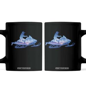 Snowmobile Snow Mountain Forest Snowmobiling Winter Sport Coffee Mug TS11 Black Print Your Wear