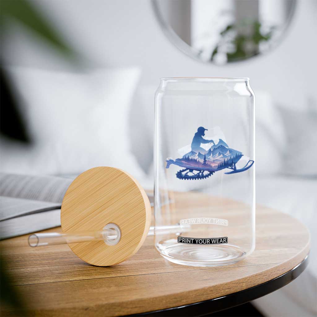 Snowmobile Snow Mountain Forest Snowmobiling Winter Sport Glass Can TS11 Print Your Wear