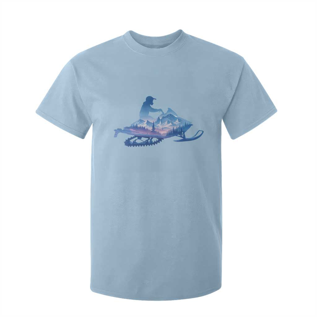 Snowmobile Snow Mountain Forest Snowmobiling Winter Sport T Shirt For Kid TS11 Light Blue Print Your Wear