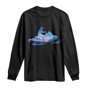 Snowmobile Snow Mountain Forest Snowmobiling Winter Sport Long Sleeve Shirt TS11 Black Print Your Wear