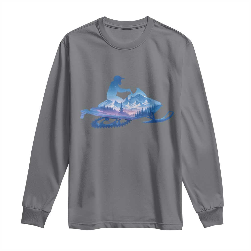 Snowmobile Snow Mountain Forest Snowmobiling Winter Sport Long Sleeve Shirt TS11 Charcoal Print Your Wear