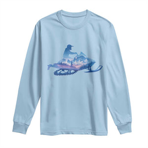 Snowmobile Snow Mountain Forest Snowmobiling Winter Sport Long Sleeve Shirt TS11 Light Blue Print Your Wear