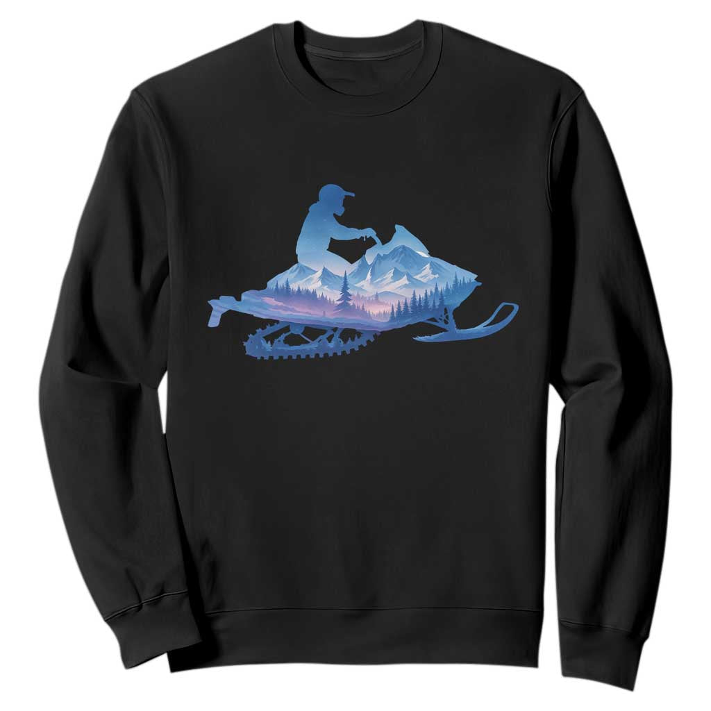 Snowmobile Snow Mountain Forest Snowmobiling Winter Sport Sweatshirt TS11 Black Print Your Wear