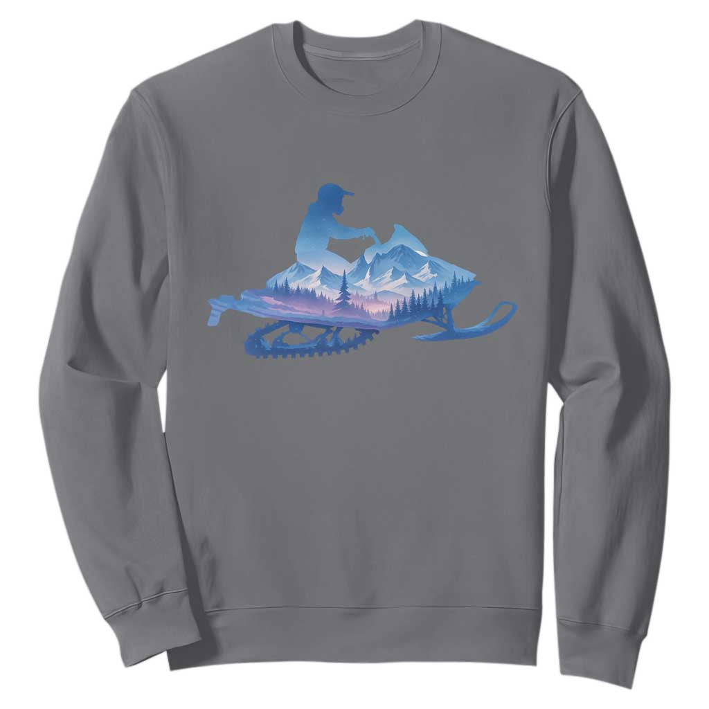 Snowmobile Snow Mountain Forest Snowmobiling Winter Sport Sweatshirt TS11 Charcoal Print Your Wear