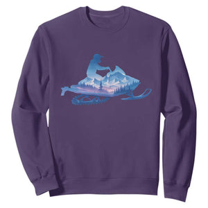 Snowmobile Snow Mountain Forest Snowmobiling Winter Sport Sweatshirt TS11 Purple Print Your Wear