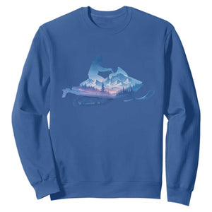 Snowmobile Snow Mountain Forest Snowmobiling Winter Sport Sweatshirt TS11 Royal Blue Print Your Wear
