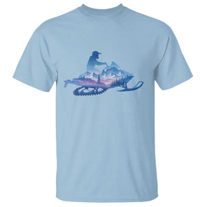 Snowmobile Snow Mountain Forest Snowmobiling Winter Sport T Shirt TS11 Light Blue Print Your Wear