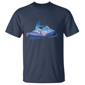 Snowmobile Snow Mountain Forest Snowmobiling Winter Sport T Shirt TS11 Navy Print Your Wear