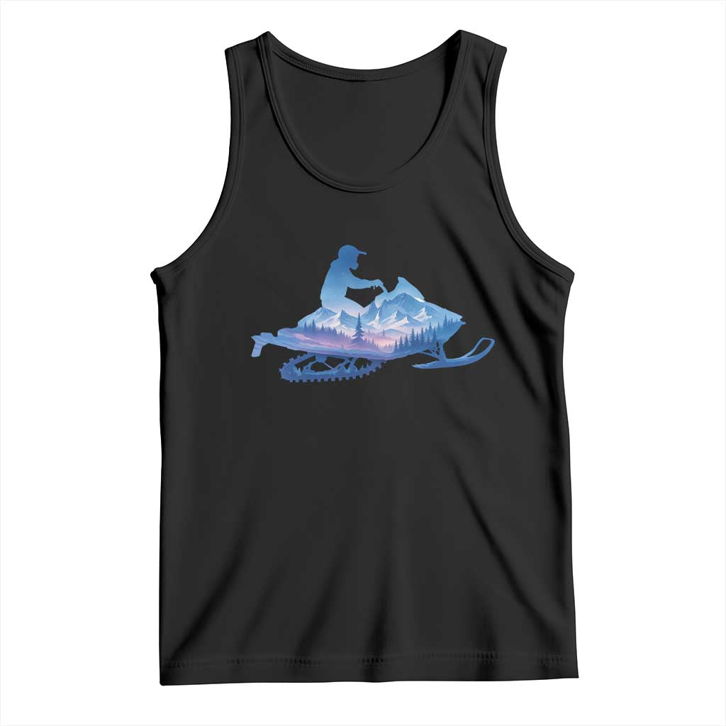 Snowmobile Snow Mountain Forest Snowmobiling Winter Sport Tank Top TS11 Black Print Your Wear