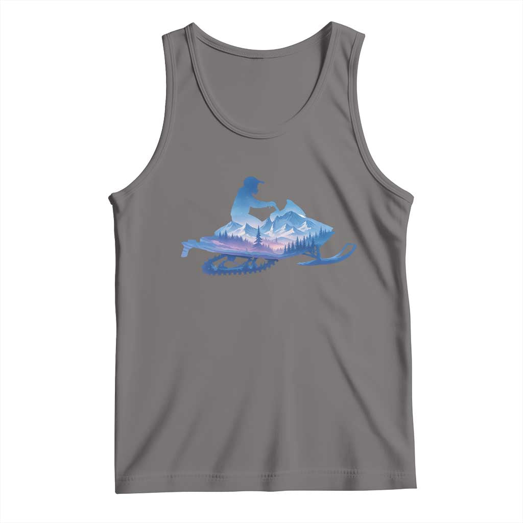 Snowmobile Snow Mountain Forest Snowmobiling Winter Sport Tank Top TS11 Deep Heather Print Your Wear