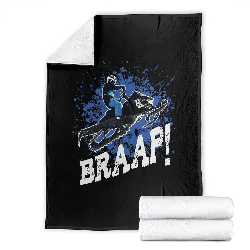 Snowmobile Braaap Throw Blanket Snowcross Snow Sled Extreme Outdoor Winter Sports TS11 Black Print Your Wear