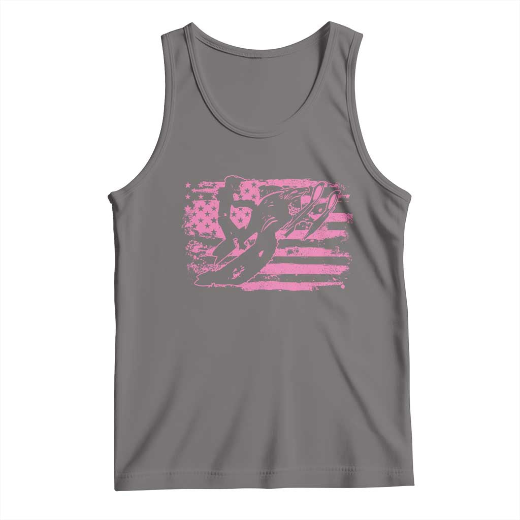 Snowmobile Snowcross Girls Pink American Flag Tank Top TS11 Deep Heather Print Your Wear