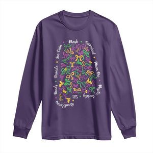 Funny Mardi Gras Alabama Map Coquette Bow Long Sleeve Shirt Moon Pie Carnival Joe Cain Beads TS11 Purple Print Your Wear