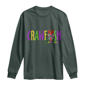 Funny Mardi Gras Cajun Crawfish Season Long Sleeve Shirt TS11 Dark Forest Green Print Your Wear