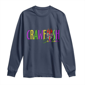 Funny Mardi Gras Cajun Crawfish Season Long Sleeve Shirt TS11 Navy Print Your Wear