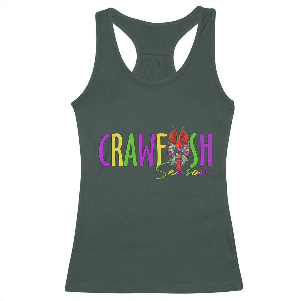 Funny Mardi Gras Cajun Crawfish Season Racerback Tank Top TS11 Dark Forest Green Print Your Wear