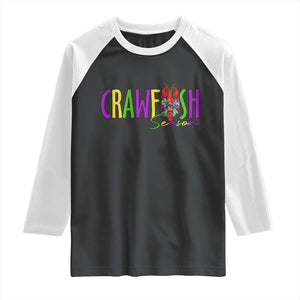 Funny Mardi Gras Cajun Crawfish Season Raglan Shirt TS11 Black White Print Your Wear