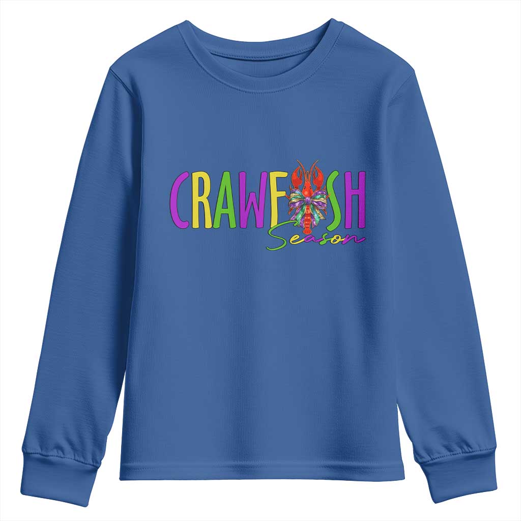 Funny Mardi Gras Cajun Crawfish Season Youth Sweatshirt TS11 Royal Blue Print Your Wear