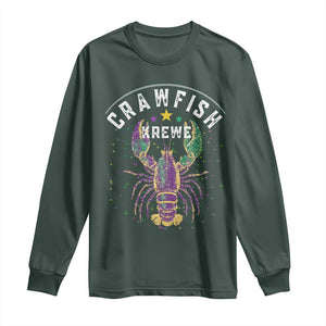 Funny Cajun Crawfish Boil Mardi Gras Long Sleeve Shirt Crawfish Krewe TS11 Dark Forest Green Print Your Wear