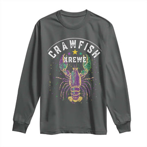 Funny Cajun Crawfish Boil Mardi Gras Long Sleeve Shirt Crawfish Krewe TS11 Dark Heather Print Your Wear