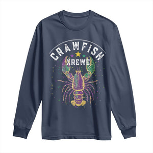 Funny Cajun Crawfish Boil Mardi Gras Long Sleeve Shirt Crawfish Krewe TS11 Navy Print Your Wear