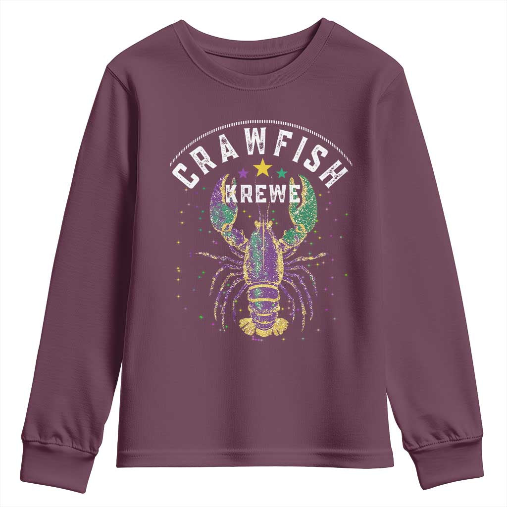 Funny Cajun Crawfish Boil Mardi Gras Youth Sweatshirt Crawfish Krewe TS11 Maroon Print Your Wear