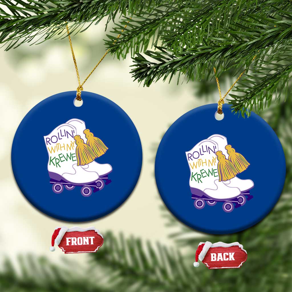 Funny Mardi Gras Ceramic Ornament Rollin' With My Krewe Marching Boots Carnival Party TS11 1pc Blue Print Your Wear