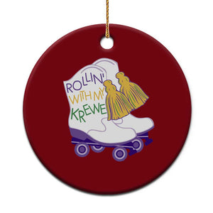 Funny Mardi Gras Ceramic Ornament Rollin' With My Krewe Marching Boots Carnival Party TS11 1pc Red Print Your Wear