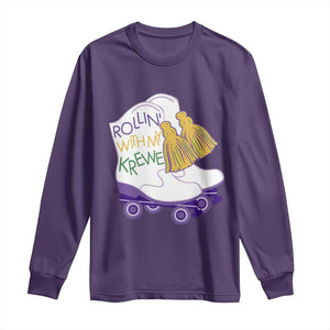 Funny Mardi Gras Long Sleeve Shirt Rollin' With My Krewe Marching Boots Carnival Party TS11 Purple Print Your Wear