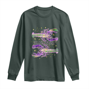 Funny Cajun Crawfish Boil Mardi Gras Long Sleeve Shirt What's Crackin TS11 Dark Forest Green Print Your Wear