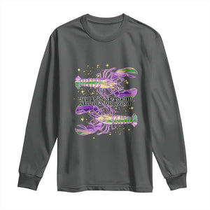 Funny Cajun Crawfish Boil Mardi Gras Long Sleeve Shirt What's Crackin TS11 Dark Heather Print Your Wear