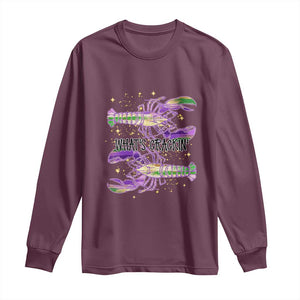 Funny Cajun Crawfish Boil Mardi Gras Long Sleeve Shirt What's Crackin TS11 Maroon Print Your Wear