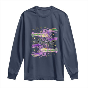 Funny Cajun Crawfish Boil Mardi Gras Long Sleeve Shirt What's Crackin TS11 Navy Print Your Wear