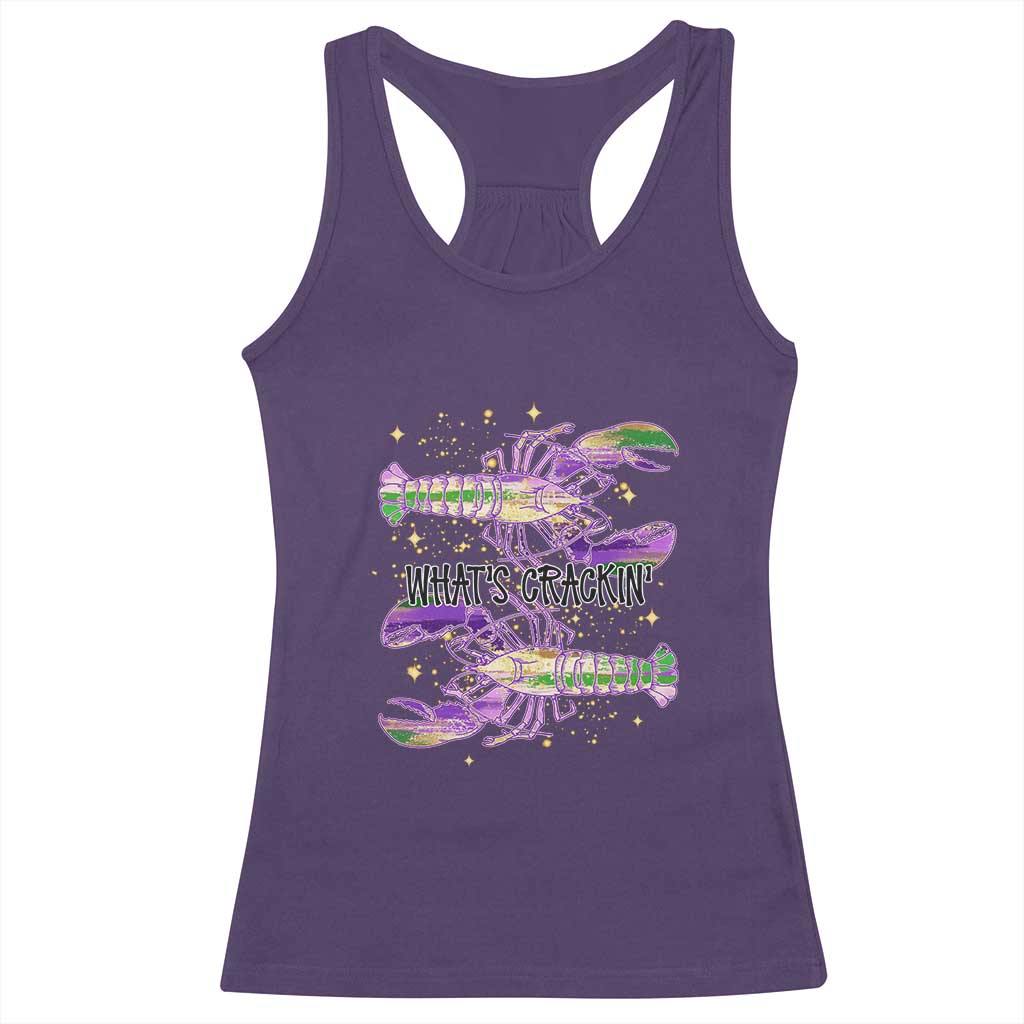 Funny Cajun Crawfish Boil Mardi Gras Racerback Tank Top What's Crackin TS11 Purple Print Your Wear