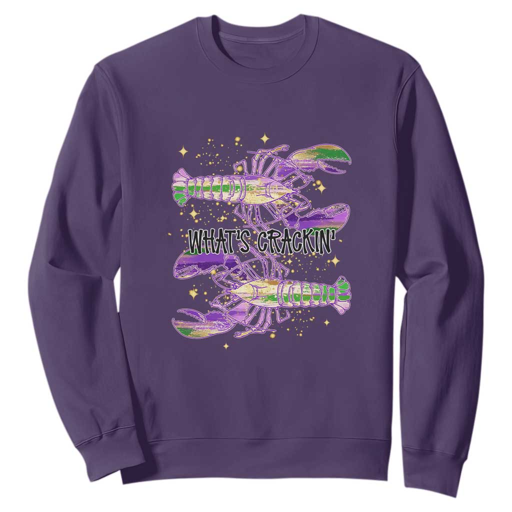 Funny Cajun Crawfish Boil Mardi Gras Sweatshirt What's Crackin TS11 Purple Print Your Wear