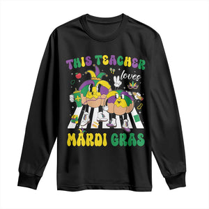 Funny This Teacher Loves Mardi Gras Long Sleeve Shirt King Cake Jester Hat TS11 Black Print Your Wear