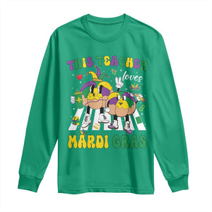 Funny This Teacher Loves Mardi Gras Long Sleeve Shirt King Cake Jester Hat TS11 Irish Green Print Your Wear