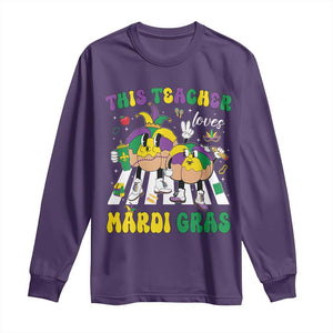 Funny This Teacher Loves Mardi Gras Long Sleeve Shirt King Cake Jester Hat TS11 Purple Print Your Wear