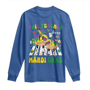 Funny This Teacher Loves Mardi Gras Long Sleeve Shirt King Cake Jester Hat TS11 Royal Blue Print Your Wear