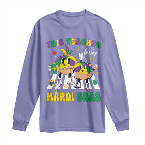 Funny This Teacher Loves Mardi Gras Long Sleeve Shirt King Cake Jester Hat TS11 Violet Print Your Wear