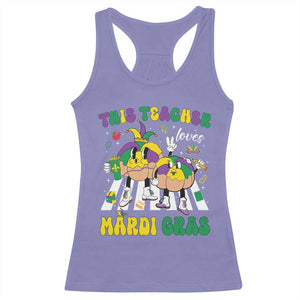 Funny This Teacher Loves Mardi Gras Racerback Tank Top King Cake Jester Hat TS11 Violet Print Your Wear